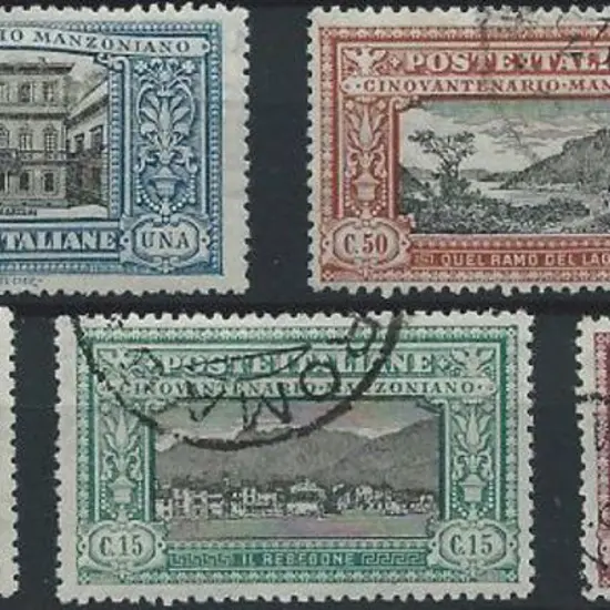 Italy 1923 Manzoni set to 1L with the 10¢ & 15¢ ...