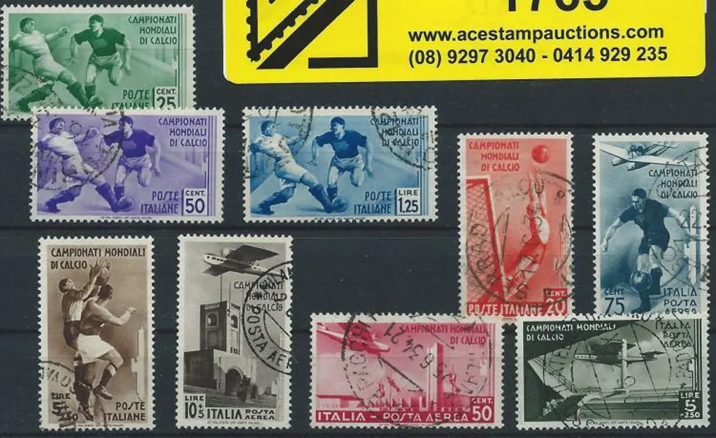 Italy 1934 World Cup Football fine used set of 9. ... Image 1++