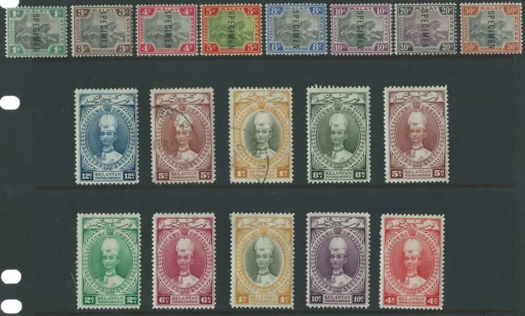 Malaya-FMS 1900/01 Tiger set of 8, Crown CA, ovptd ... Image 1++
