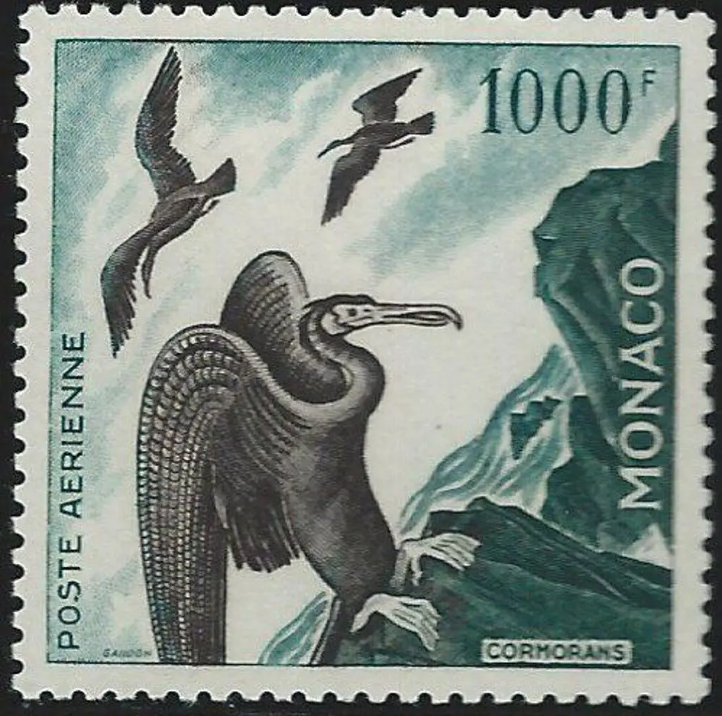 Monaco 1955/57 100f to 1,000f set of 7 Birds ... Image 1++