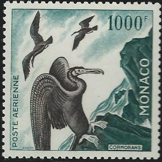 Monaco 1955/57 100f to 1,000f set of 7 Birds ...