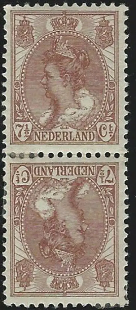 Netherlands 1924 7½¢ brown tete-beche pair MLH. SG ... Image 1++