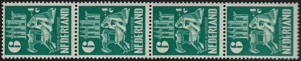 Netherlands 1950 Bombed Churches x 4 sets with 6¢ ... Image 1++