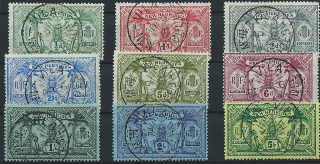 New Hebrides 1911 complete Weapons & Idols set of ... Image 1++