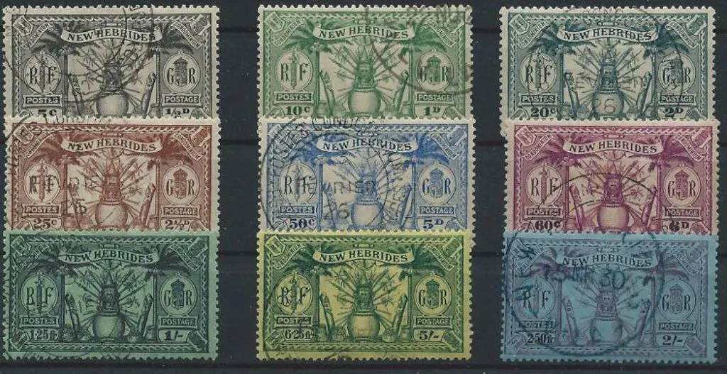 New Hebrides 1925 defins to 5/- (6.25f). Fine ... Image 1++
