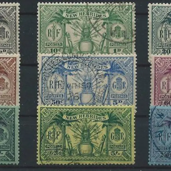 New Hebrides 1925 defins to 5/- (6.25f). Fine ...