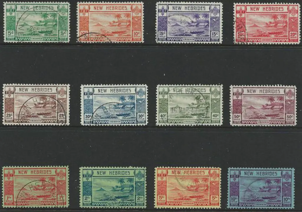 New Hebrides 1938 Defins set of 12 to 10f. F/U ... Image 1++