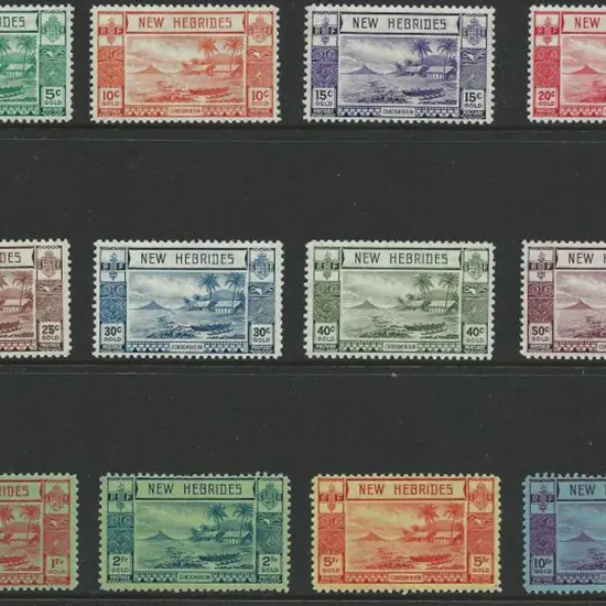 New Hebrides 1938 Defins set of 12 to 10f. 5f & ...