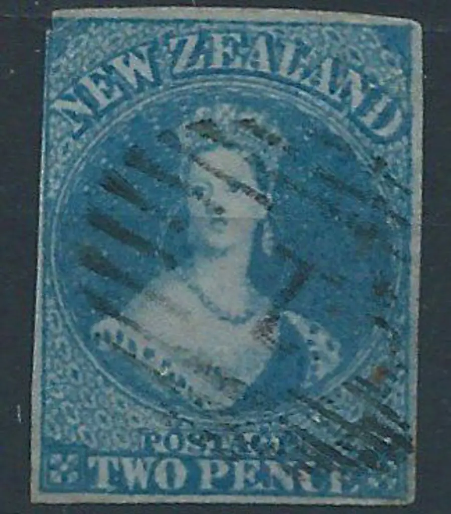 New Zealand 1855 2d blue on blue paper, no wmk, ... Image 1++