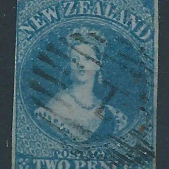 New Zealand 1855 2d blue on blue paper, no wmk, ...