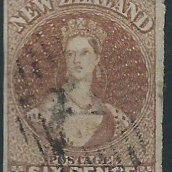 New Zealand 1857/63 6d pale brown imperf (Cat. ...