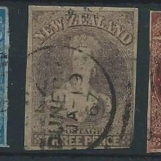 New Zealand 1862/64 1d vermilion, 2d deep blue, 3d ...