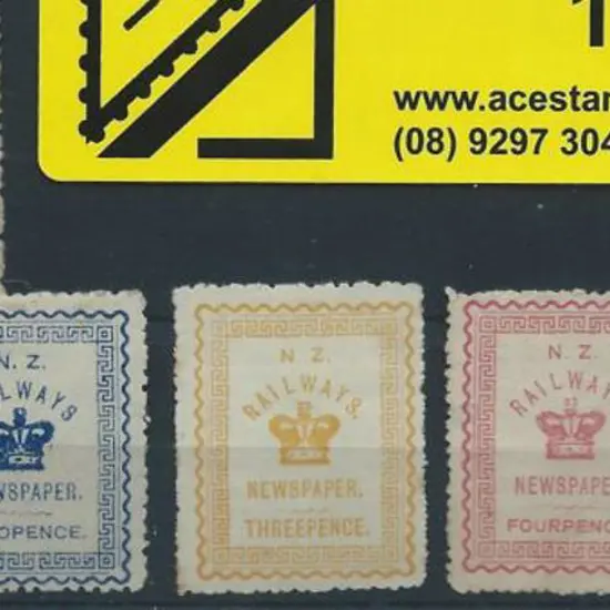 New Zealand 1890 Railway Newspapers set (excl 3d ...