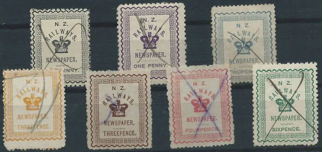 New Zealand 1890 Railway Newspapers set of 7 to 6d ... Image 1++