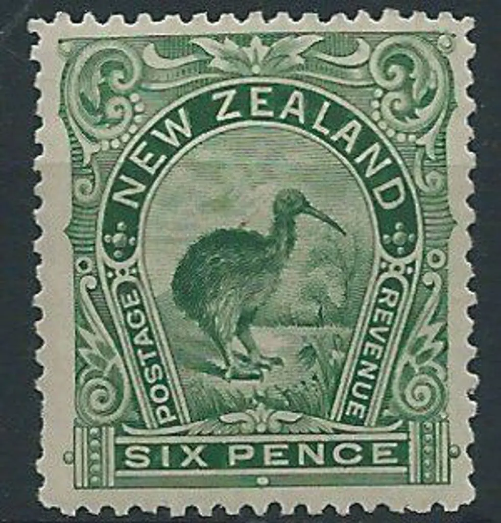 New Zealand 1898 6d green perf. 12-16. Fresh MLH ... Image 1++