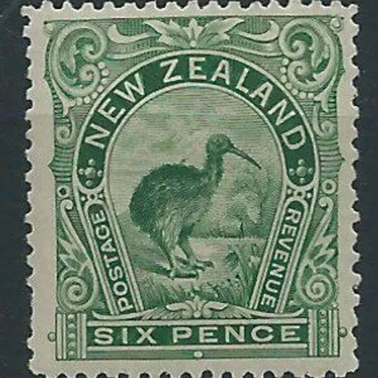 New Zealand 1898 6d green perf. 12-16. Fresh MLH ...