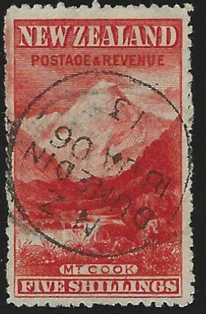 New Zealand 1902/07 5/- deep red, perf 14, with ... Image 1++