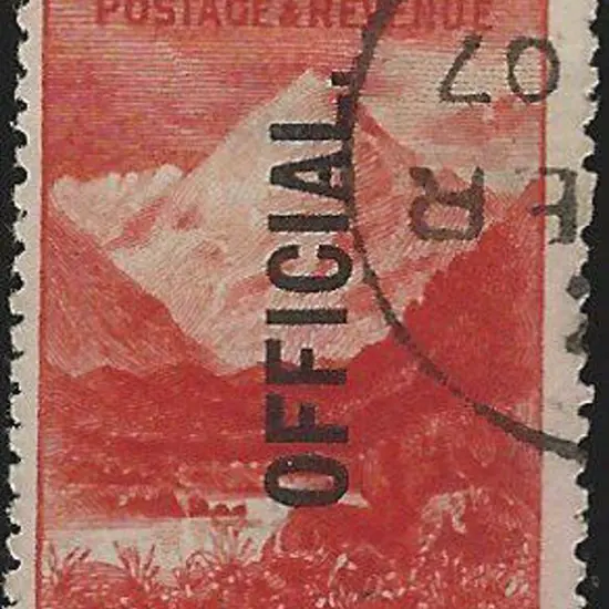 New Zealand 1907/11 5/- deep red ovptd OFFICIAL ...