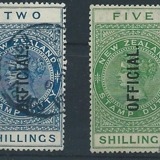 New Zealand 1913/25 2/- & 5/- QV Postal Fiscals ...