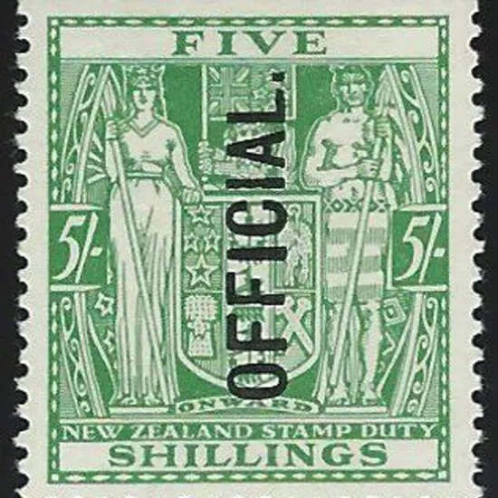 New Zealand 1933 5/- "OFFICIAL" ovptd vertically ...