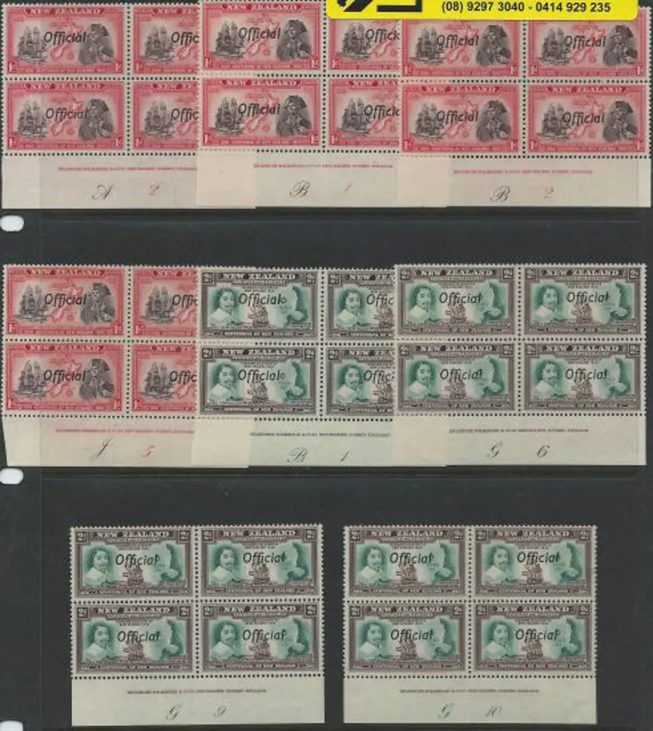 New Zealand 1940 Centennial "Official" ovpts on 1d ... Image 1++