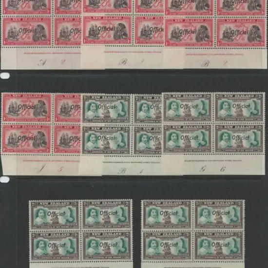 New Zealand 1940 Centennial "Official" ovpts on 1d ...