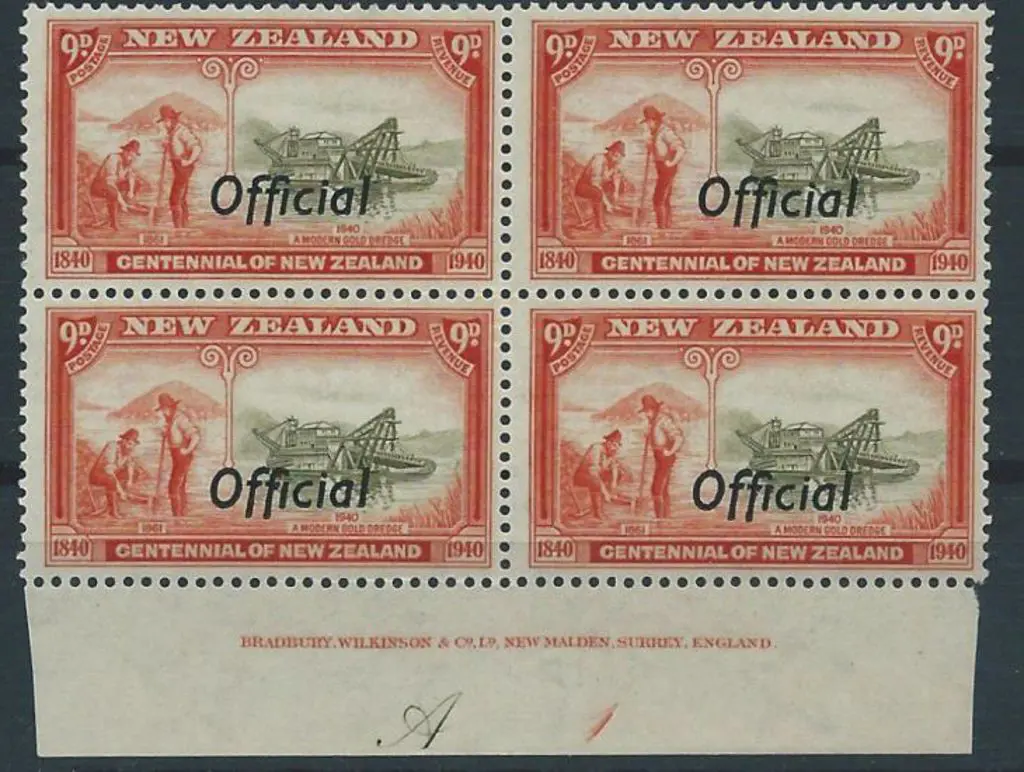 New Zealand 1940 Centennial "Official" ovpts on 9d ... Image 1++