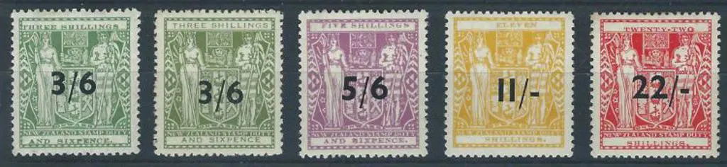 New Zealand 1940/58 Postal Fiscals ovptd with 3/6d ... Image 1++