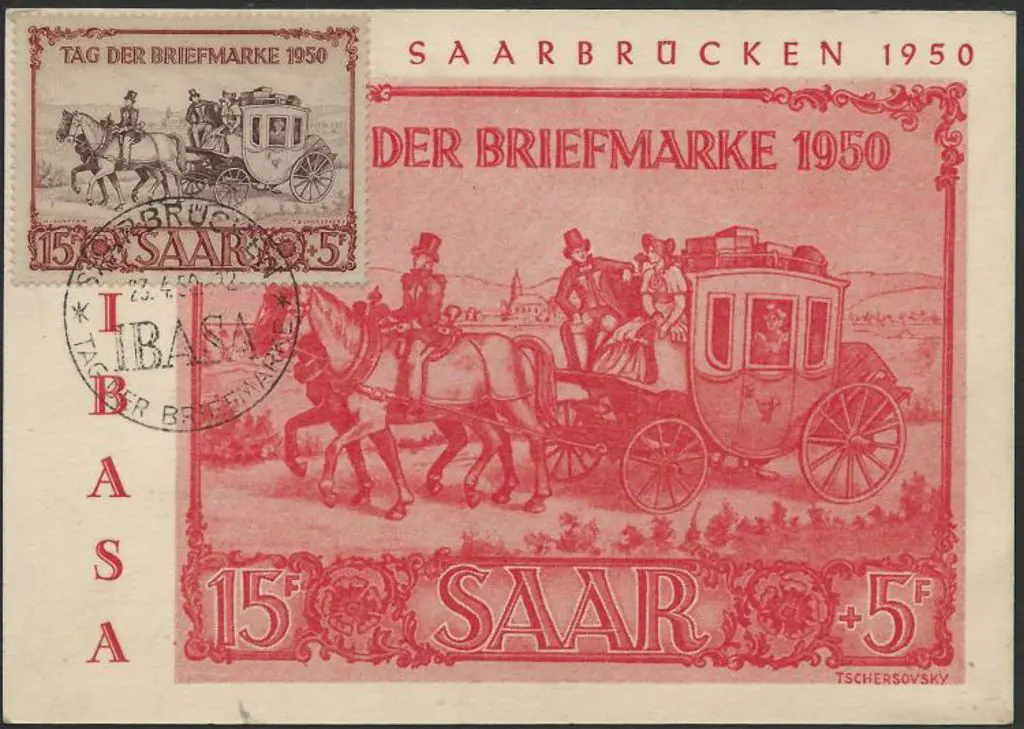 SAAR 1950 Stamp Day "Stagecoach" maxicard with ... Image 1++
