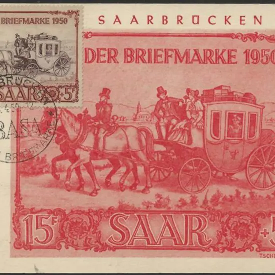 SAAR 1950 Stamp Day "Stagecoach" maxicard with ...