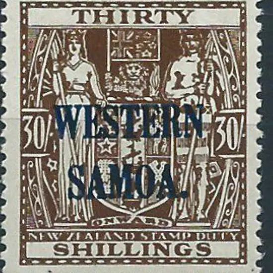 Samoa 1945/53 30/- brown Postal Fiscal. MLH & well ...