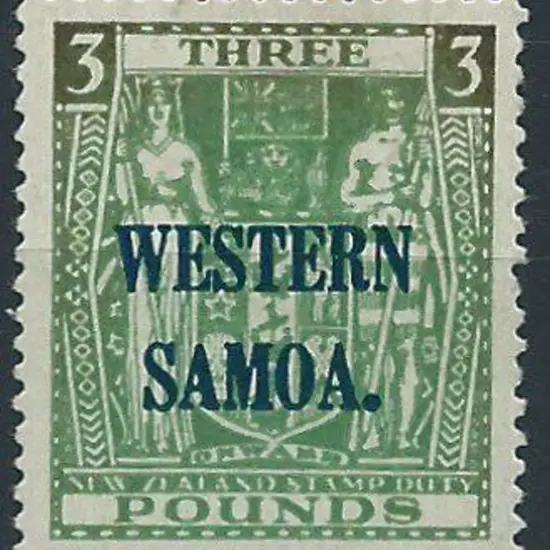 Samoa 1945/53 £3 green Postal Fiscal. MLH but ...