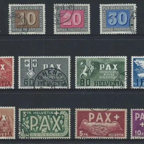 Switzerland 1945 Peace set of 13 very fine used. ...