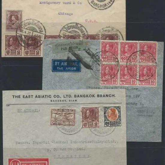 Thailand 1930, 1935 & 1938 Bangkok to Chicago, ...