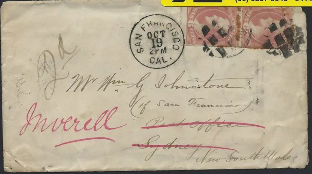 USA 1883 (19th Oct) San Francisco to Sydney NSW ... Image 1++