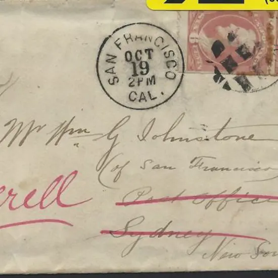 USA 1883 (19th Oct) San Francisco to Sydney NSW ...