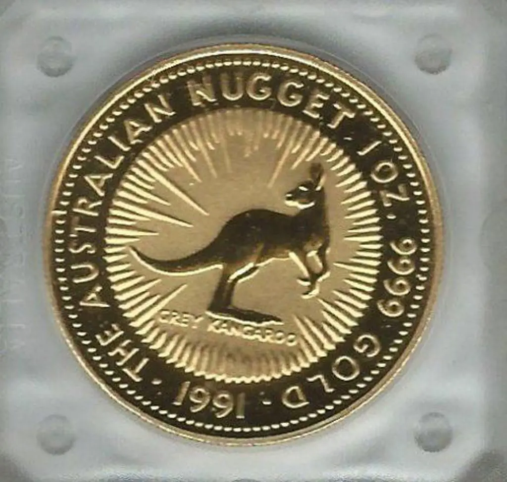 1991  $100 Grey Kangaroo 1oz gold proof coin from ... Image 1++