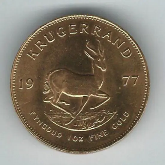 South Africa 1977 Krugerrand 1oz gold coin. ...