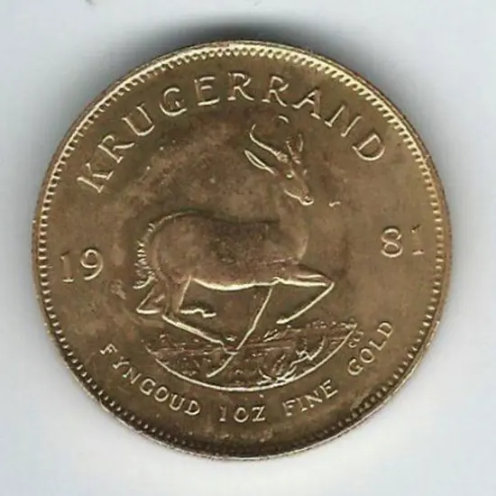 South Africa 1981 Krugerrand 1oz gold coin. ...