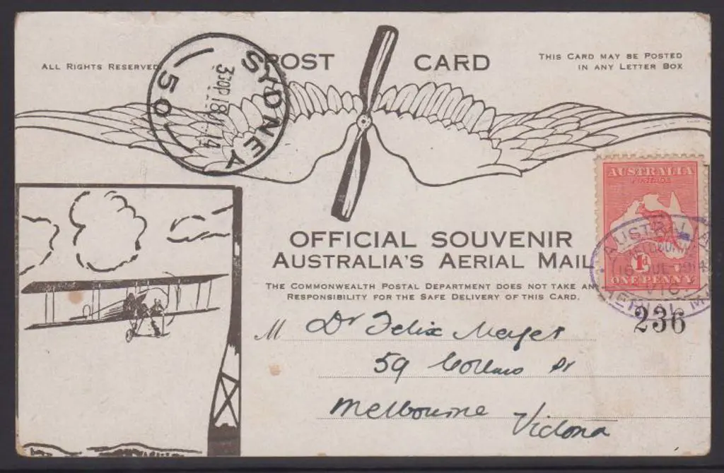 1914 (July) Melbourne-Sydney special card carried ... Image 1++