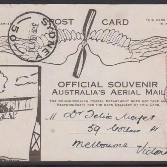 1914 (July) Melbourne-Sydney special card carried ...