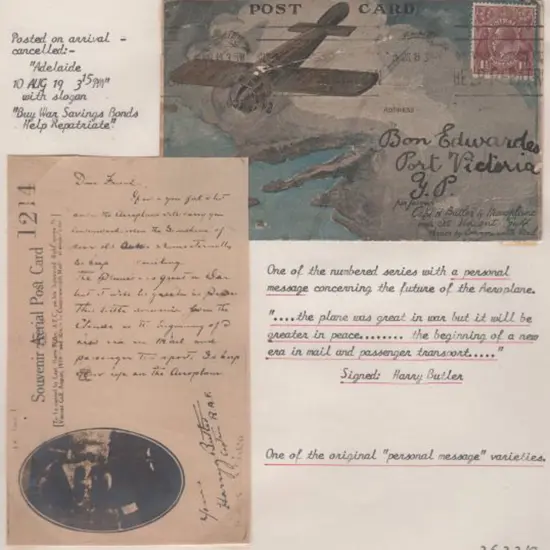 1919 (10th Aug) Minlaton to Adelaide Harry Butler ...
