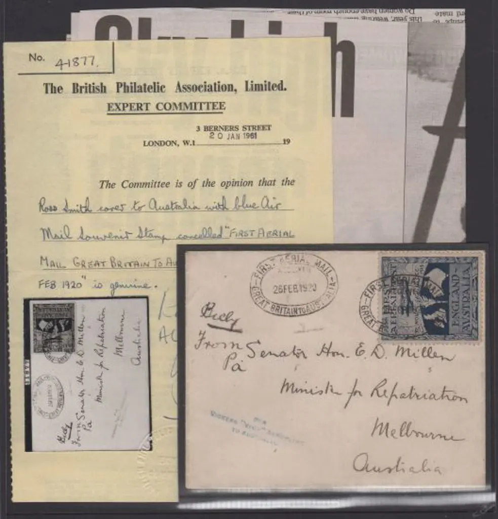 1919 (12th Nov) England to Australia cover flown ... Image 1++