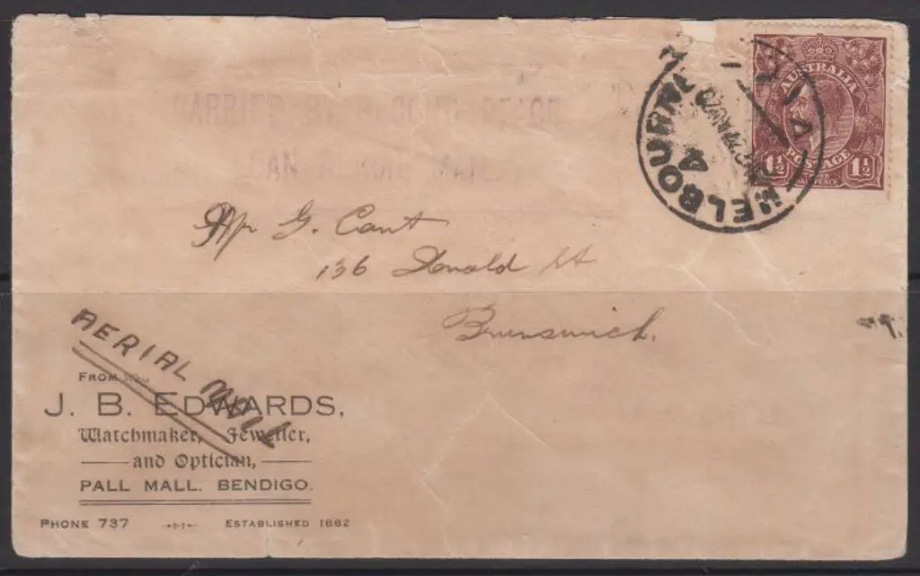 1920 (27th Aug) Serpentine to Melbourne "Peace ... Image 1++