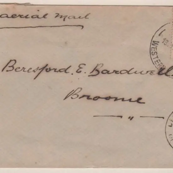 1921 (13th Dec) Perth to Broome flown cover by ...