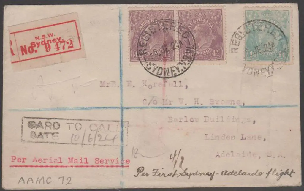 1924 (2nd June) Sydney to Adelaide Australian ... Image 1++