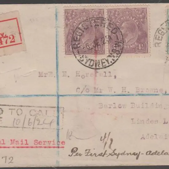 1924 (2nd June) Sydney to Adelaide Australian ...