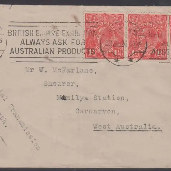 1924 (30th July) Melbourne to Perth & onto ...