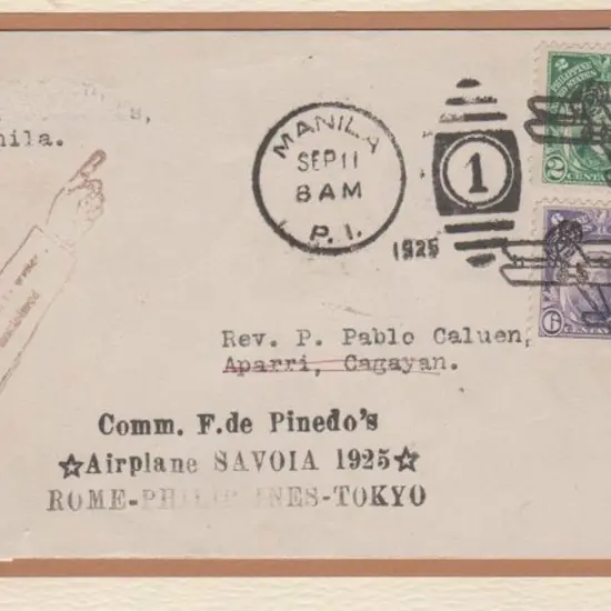 1925 (21st April) Manila to Aparri cover carried ...