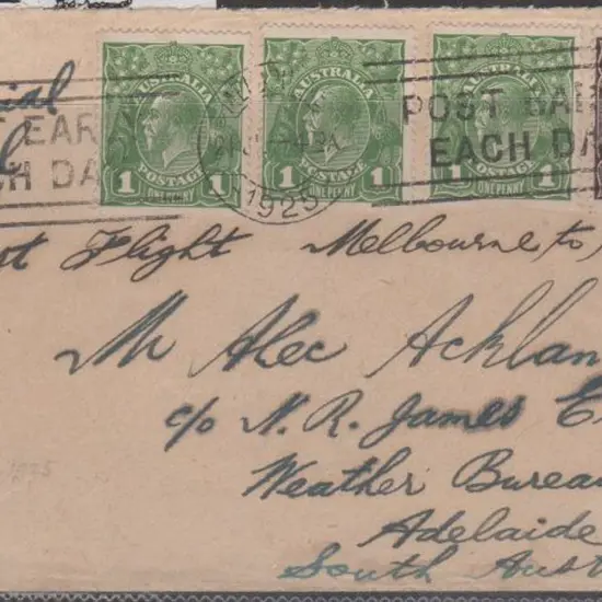 1925 (22nd July) Melbourne to Adelaide Australian ...